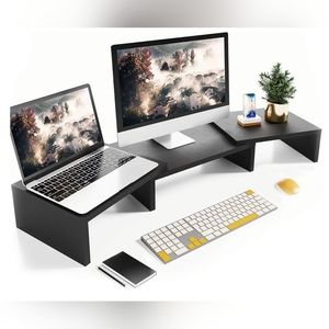Dual Monitor Stand Riser Adjustable - Black